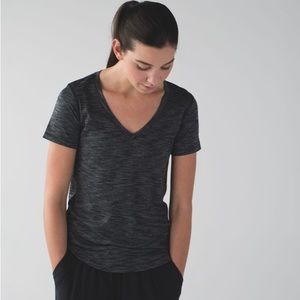 Lululemon,What the sport tee, size 4 in heathered black